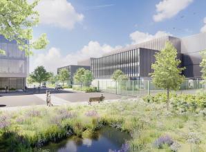 CGI mockup of the data centre at Pinewood South near the studios in Iver Heath.